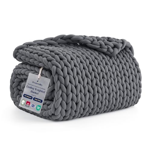 Dream Valley Hand-Knitted Breathable Cooling Weighted Blanket for Adults | AC-Free Cooling Durable Machine Washable OEKO-TEX Certified Throw Blanket for Deep Sleep&Hot Sleepers 12lbs Charcoal 40"x60" - color: Charcoal, size: 12 lbs (40" × 60")