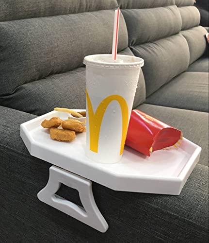 Xchouxer Sofa Arm Clip Table, Armrest Tray Table, Drinks/Remote Control/Snacks Holder (White , 2.5D x 9W x 4.5H in - color: White