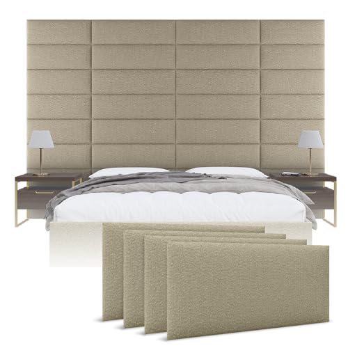 Vänt Wall Mounted Headboard Panels, King/Twin, Boucle Beige - color: Boucle Beige, size: 39"