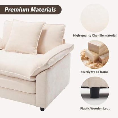 Modern Oversized Chair, Comfy Chenille Accent Chair Large Upholstered Armchair with Extra Thick and Deep Seat Lounge Chair for Living Room,Bedroom,Apartment, Beige - color: Beige, size: 1