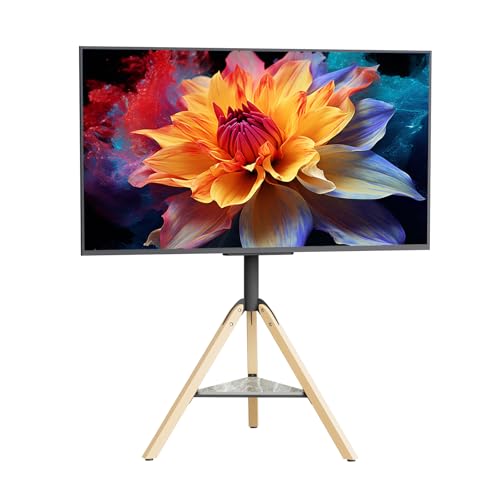 Floor TV Stand for 40-75 Inch TVs, Corner TV Stand | Tripod TV Stand with Sintered Stone Shelving,Swivel, Holds up to 88Lbs,Max VESA 600x400mm,VC-Z1618.
