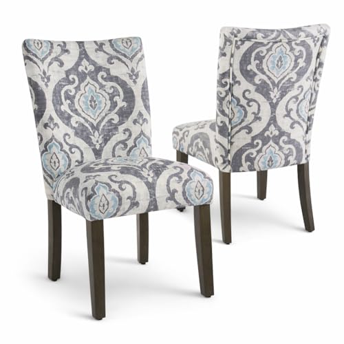 HomePop Parsons Classic Upholstered Accent Dining Chair, Set of 2, Suri Blue - color: Suri Blue, style: Pack of 2