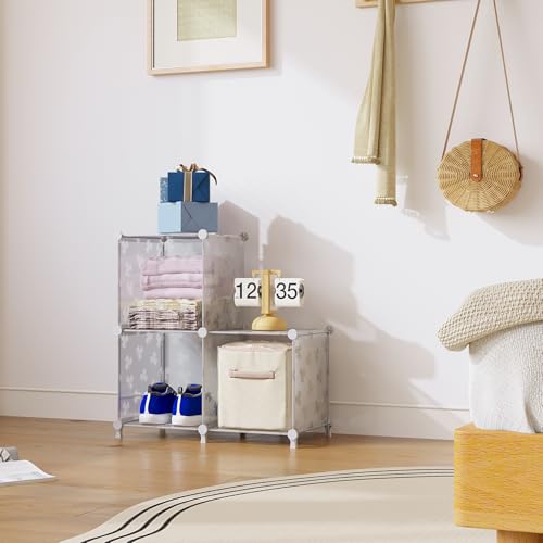 UNKU 3 Cube Storage Organizer, Closet Organizer Storage Shelf,Translucent | DIY Stackable Bookcase, Clothes Organizer Shelf for Closet, Bedroom, Living Room, Cabinet, Home, Office - color: Clear, size: 3cube