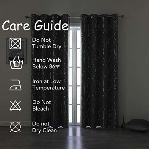SMILE WEAVER Grey Blackout Curtains for Living Room 63 Inch Long 2 Panels,Room Darkening Curtain-Star Print Design Noise Reducing Thermal Insulated Light Blocking Bedroom Window Drapes - color: Grey Silver, size: 52"W x 63"L (Pack of 2)