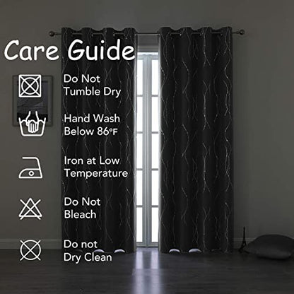 SMILE WEAVER Grey Blackout Curtains for Living Room 63 Inch Long 2 Panels,Room Darkening Curtain-Star Print Design Noise Reducing Thermal Insulated Light Blocking Bedroom Window Drapes - color: Grey Silver, size: 52"W x 63"L (Pack of 2)