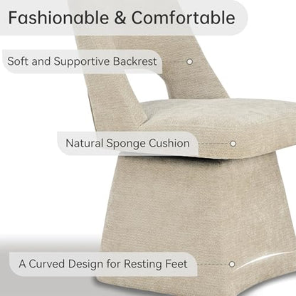 VKNOW Upholstered Swivel Dining Chair with Curved Open Back | Modern Dining Room Chairs with Chenille Fabric, Space-saving, Easy Assembly, for Dining Room, Living Room, Bedroom, Khaki - color: Khaki