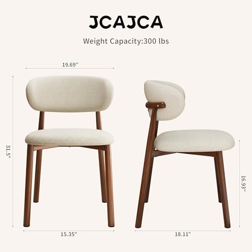 Kitchen Dining Chairs Set of 2 Modern Soft Linen Farmhouse Dining Chair with Metal Legs, Beige/Walnut - color: 18 Inch Beige/Walnut Linen