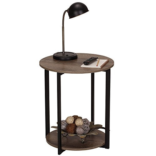 Household Essentials Wooden Side End Table with Storage Shelf | Ashwood - color: Ashwood