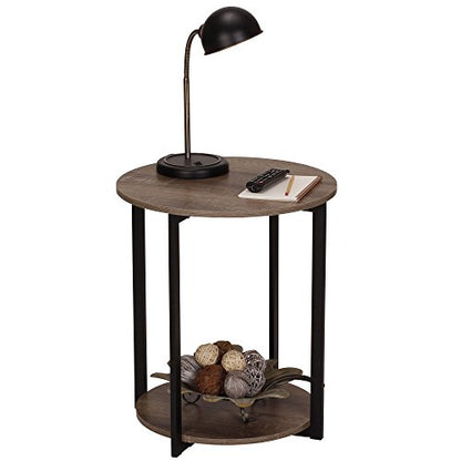 Household Essentials Wooden Side End Table with Storage Shelf | Ashwood - color: Ashwood