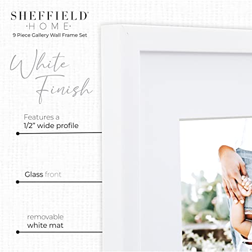 Sheffield Home 9 Piece Gallery Wall Frame Set, 11x14 Inch, White - color: White, size: 11x14 Inch