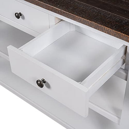 Modern Console Table, Wood Sofa Table with 3 Drawers and 2 Shelves, Sideboard Buffet Table for Entryway/Living Room/Bedroom/Hallway (White) - color: White