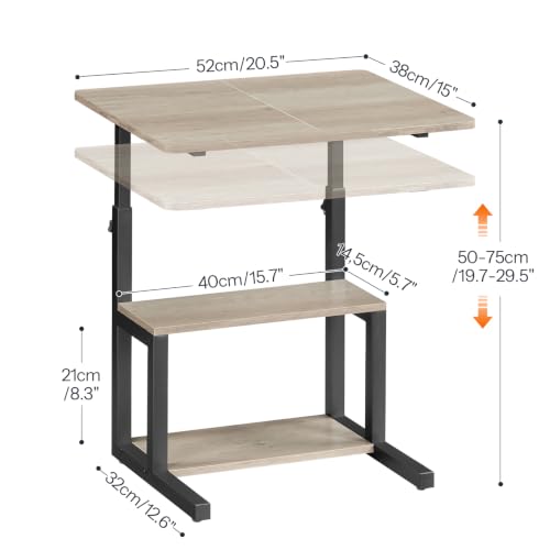 HOOBRO C Shaped End Table, 3-Tier Adjustable Height End Table | Couch Sofa Table, 20.5" Large Surface Side Table with Storage Shelves, Laptop Desk, Small Spaces, Living Room, Home Office