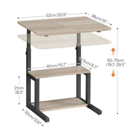 HOOBRO C Shaped End Table, 3-Tier Adjustable Height End Table | Couch Sofa Table, 20.5" Large Surface Side Table with Storage Shelves, Laptop Desk, Small Spaces, Living Room, Home Office