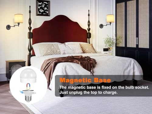 GOODATE Battery Operated Wall Sconce with Remote Control, 15 Colors Dimmable Wireless Wall Sconces Set of Two, Rechargeable Cordless Wall Sconce Light, Swing Arm Wall Lamp with Linen Fabric Shade