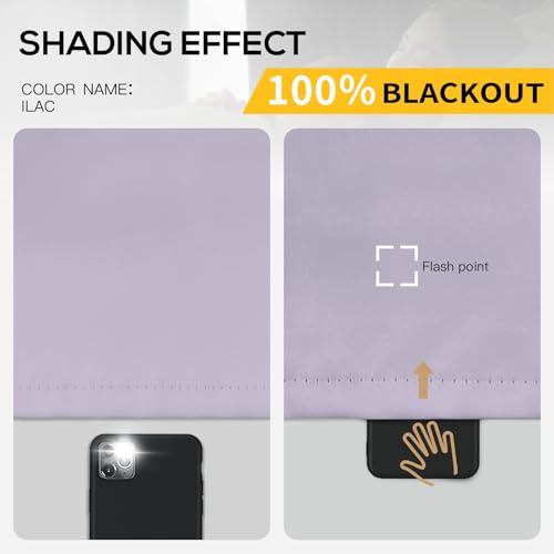 Yakamok Lilac Blackout Curtains 63 inches Long for Bedroom 38" Wide 2-Panel | Thermal Insulated Window Treatment Total Blocking Panels with Black Liner for Living Room/Dining Room/Kids Room Grommet Top - color: Lilac, size: 38"W x 63"L (Pack of 2)