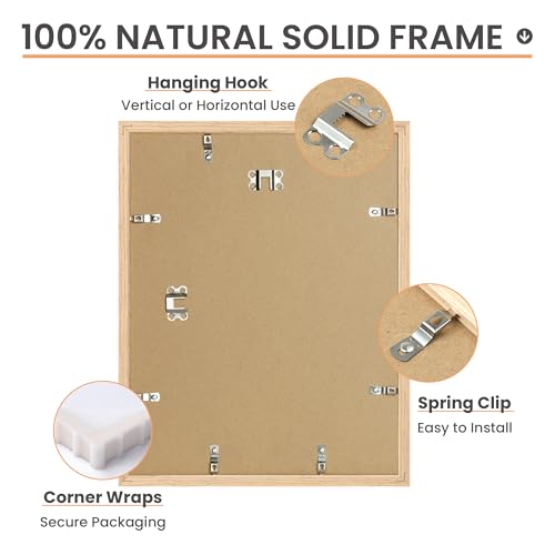 upsimples 11x14 Picture Frame Solid Wooden, Nursery Wall Frames Set of 3 | 100% Natural Solid Wood, Fit 8x10 with Mat and 11 x 14 Photos, For Kids Room, Gallery Wall Décor - size: 11X14
