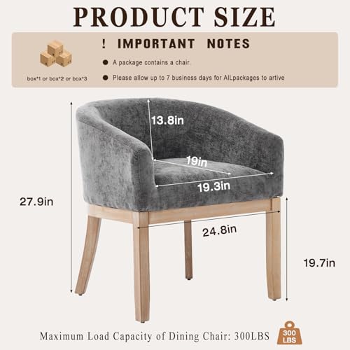 Modern Upholstered Barrel Dining Chair Set of 6, Natural Hardwood Frame, Farmhouse Linen Chairs for Dining Room, Kitchen(Grey) - color: Grey, size: Set of 6