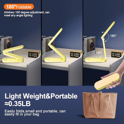Giryuhd LED Desk Lamp for Office Home & Battery Operated Lamp Rechargeable Lamp Foldable & Portable Light, LED Desk Light Strip, 3 Brightness Dimmable Small Desk Lamp Reading Lamp (Yellow) - color: Yellow