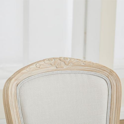Kmax French Dining Chairs Set of 2, Farbric Upholstered Dining Chairs with Elegant Curved Legs High Back Armless Kitchen Chairs Side Chairs for Dining Room Restaurant - Linen, Beige/Brushed Legs - color: Fan-back/Beige Seat/Brush Leg, size: 2 Chairs