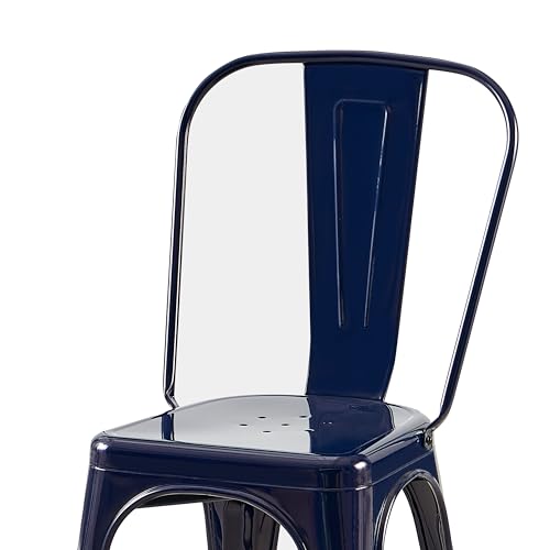 AC Pacific 18 Inch Seat Height Industrial Metal Dining Chairs, Stackable Kitchen or Bar Seat, Durable Modern Design, Versatile Accent Furniture, Set of 2, Dark Blue - color: Dark Blue, size: Set of 2