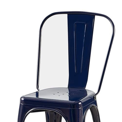 AC Pacific 18 Inch Seat Height Industrial Metal Dining Chairs, Stackable Kitchen or Bar Seat, Durable Modern Design, Versatile Accent Furniture, Set of 2, Dark Blue - color: Dark Blue, size: Set of 2