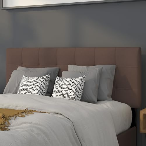 Quilted Tufted Full Size Headboard in Dark Brown Fabric - color: Dark Brown, size: Full