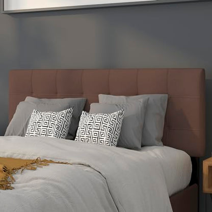 Quilted Tufted Full Size Headboard in Dark Brown Fabric - color: Dark Brown, size: Full