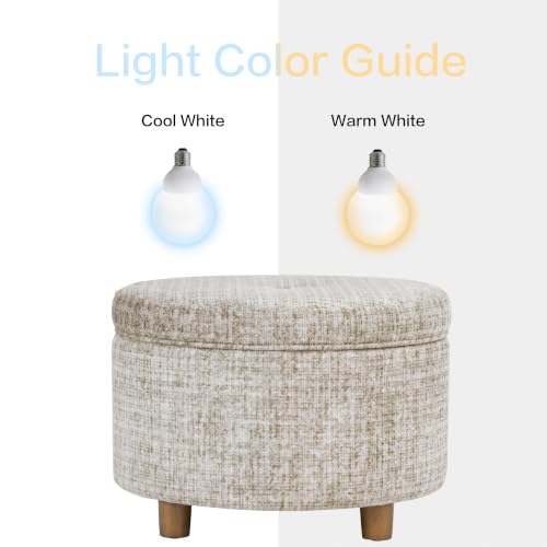 HomePop 24" Large Round Storage Ottoman - Cream Textural Woven - color: Cream Textural Woven