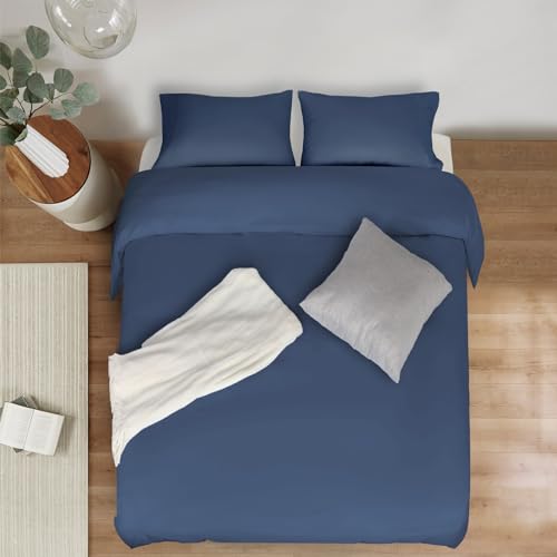 Mejoroom Navy Duvet Cover Full - Bedding Sets Full - Soft and Breathable Comforter Cover with Zipper Closure, 3Pieces, 1 Duvet Cover (80x90) and 2 Pillow Cases(20x26) - color: Navy, size: Full