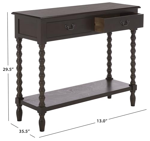 SAFAVIEH Furniture - Athena 2-Drawer Console Table - Dark Chocolate - Solid Wood - Farmhouse Classic Design - Ideal for Entryway, Living Room, Hallway, 35.5" W x 13" D x 29.5" H (CNS5702D) - color: Dark Chocolate