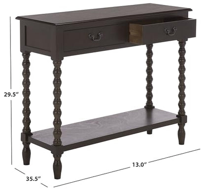 SAFAVIEH Furniture - Athena 2-Drawer Console Table - Dark Chocolate - Solid Wood - Farmhouse Classic Design - Ideal for Entryway, Living Room, Hallway, 35.5" W x 13" D x 29.5" H (CNS5702D) - color: Dark Chocolate