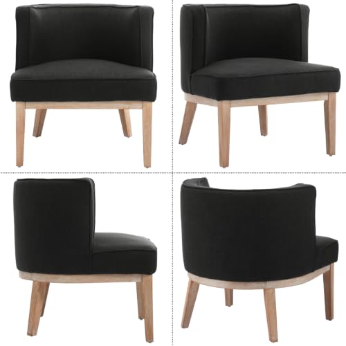 Modern Barrel Accent Chair，Mid Century Armless Side Chair Linen Fabric Upholstered Comfy Reading Chair with Solid Wooden Frame for Living Room/Bedroom, Black - color: Black, size: 1PC