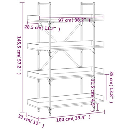 4-Tier Industrial Bookcase, 39.4 inch Metal Frame Bookshelf with Engineered Wood Shelves, Open Storage Book Rack for Living Room, Office, Black - color: Black 15