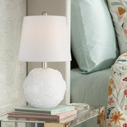 Arianna 16" Small Table Lamp White Flower Ceramic Accent Modern | Cottage Living Room Bedroom Bedside Nightstand House Office Home Family