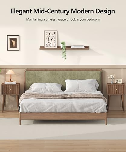 Akxomel Small Nightstand Set 2 Fluted Wooden Nightstands Wood Legs Walnut | Bedside Table with Storage Drawer, Modern Mid-Century End Side Table with Solid Wood Legs, for Bedroom, Office, Small Space - color: Walnut