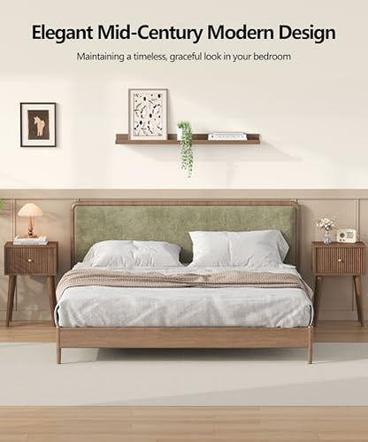 Akxomel Small Nightstand Set 2 Fluted Wooden Nightstands Wood Legs Walnut | Bedside Table with Storage Drawer, Modern Mid-Century End Side Table with Solid Wood Legs, for Bedroom, Office, Small Space - color: Walnut