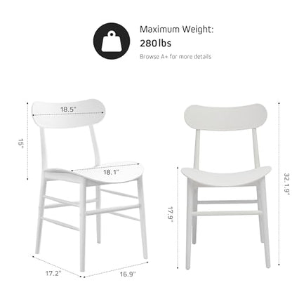 White Dining Chairs Set of 3,Modern Stackable Kitchen Chairs,Plastic Armless Side Chairs for Indoor and Outdoor Cafes,Suitable for Dining Room,Kitchen and Living Room,Easy Assembly