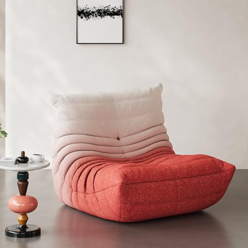Bean Bag Chair, Cozy Memory Foam Bean Bag Chairs for Adults, Comfy Fireside Accent Chair Lazy Floor Chair for Gaming Bedroom Living Room (White&Red, Single) - color: White&red, size: Single