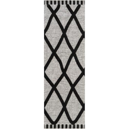 Modern Runner Rug 2x7 Luxury Diamond Pattern Micro Loop Hallway Rugs Soft High-Low Pile Stain Resistant Easy to Clean Non-Shedding Durable Entryway Kitchen Indoor Area Carpet (Black/White) - color: Bold / Black, size: 2' x 7' (Rectangular)