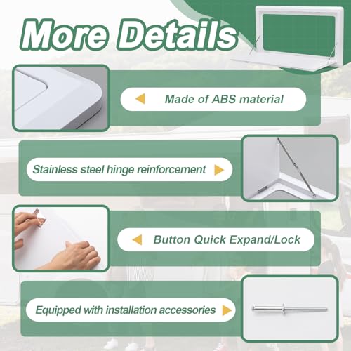 Colingmill 31.5''x17.7'' Foldable RV Table Wall Mounted Camping Table, Heavy-Duty ABS Collapsible Picnic Desk with Lockable Stainless Steel Hinge, Supports 15KG for Campervans and Motorhomes(White) - color: White