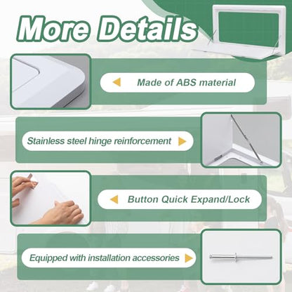 Colingmill 31.5''x17.7'' Foldable RV Table Wall Mounted Camping Table, Heavy-Duty ABS Collapsible Picnic Desk with Lockable Stainless Steel Hinge, Supports 15KG for Campervans and Motorhomes(White) - color: White