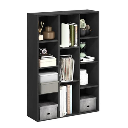 Furinno LUDER Book Shelf, 11-Cube Bookshelf, Reversible Bookcase, 9.4 x 29.1 x 41.7, Easy Assembly, for Living Room, Bedroom, Home Office, Blackwood - color: Blackwood, size: 11-Cube