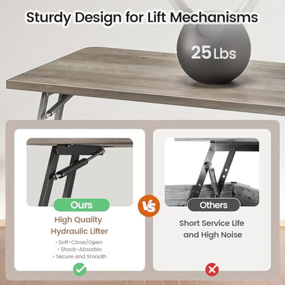 SEDETA 31.5" Lift Top Coffee Table with Storage, Square Coffee Tables for Living Room, Farmhouse Coffee Table with Large Hidden Storage Compartment and Adjustable Shelves, Grey - color: Grey