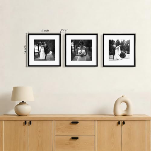 eletecpro 14x14 Picture Frame Set of 6, Display 10x10 with Mat | Lightweight & Sturdy, Easy to Create Gallery Wall, Acrylic Cover, No Acid Mat, Pre-installed Hardware, Ready to Hang - size: 14x14 for 10x10