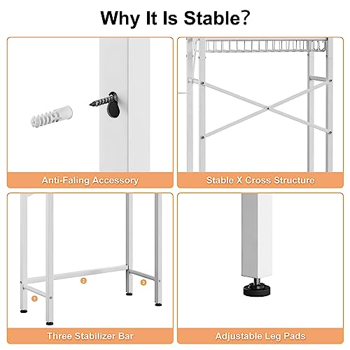 Kalrin Over-The-Toilet Storage Rack, 4-Tier Bathroom Organizer Shelf Over Toilet with Adjustable Shelf and Basket, Freestanding Space Saver Bathroom Shelves Above Toilet for Room (Pure White) - color: Pure White