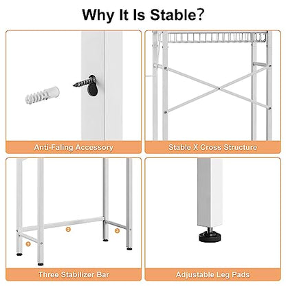 Kalrin Over-The-Toilet Storage Rack, 4-Tier Bathroom Organizer Shelf Over Toilet with Adjustable Shelf and Basket, Freestanding Space Saver Bathroom Shelves Above Toilet for Room (Pure White) - color: Pure White