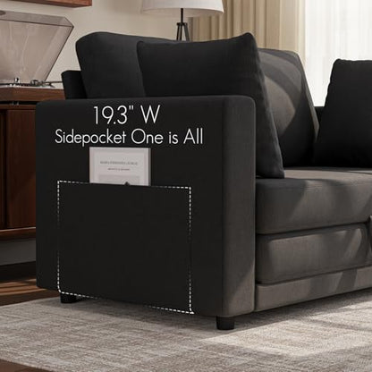 Convertible Loveseat Sofa Bed | Pull Out 78.7” Floor Couch Bed | Folding Sleeper Sofa Bed for Living Room, Apartment & Guest Room | Black - color: Black