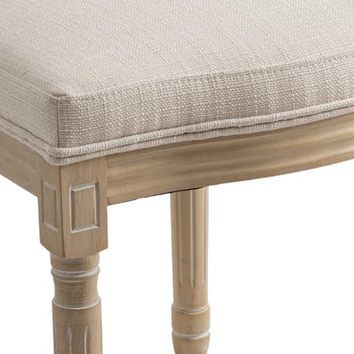 Kmax Farmhouse Dining Room Chairs, French Distressed Bedroom Chairs with Round Back, Elegant Tufted Kitchen Chairs, Set of 2, Beige - color: Natural Wash-fabric-beige, size: 2 Chairs