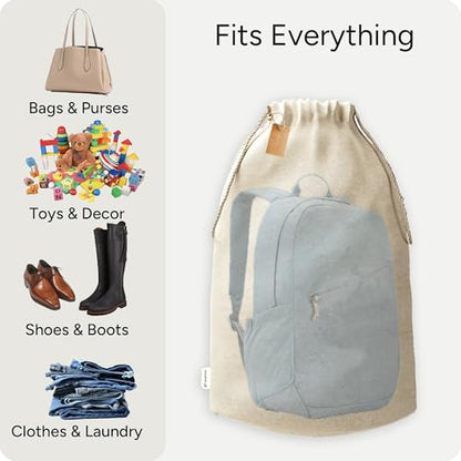 Reusable Produce Storage Bags - XX-Large 19x23 3 Pack - Breathable Muslin Fabric Sacks with Drawstrings – Dust-Proof Travel Cotton Bags for Laundry, Clothes, Purses - size: XX-Large 19x23"(3pack)