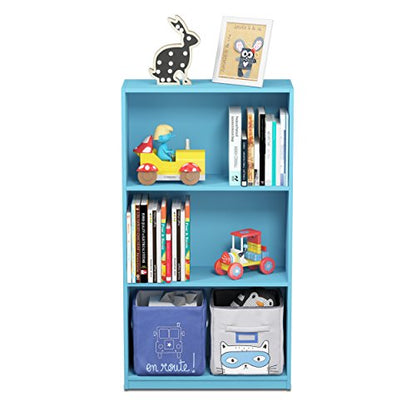 Furinno BASIC Book Shelf, 3-Tier Modern Bookshelf, Bookcase with Open Shelves, 9.3 x 21.8 x 39.5, for Living Room, Bedroom, Home Office, Light Blue - color: Light Blue, size: 3-Tier